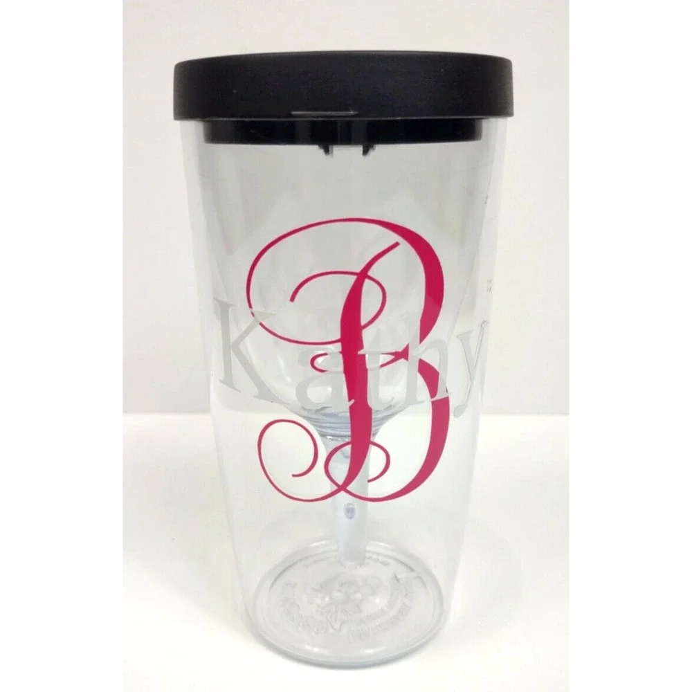VINO2GO Personalized Wine Tumbler Insulated Double Wall Acrylic Initialed B